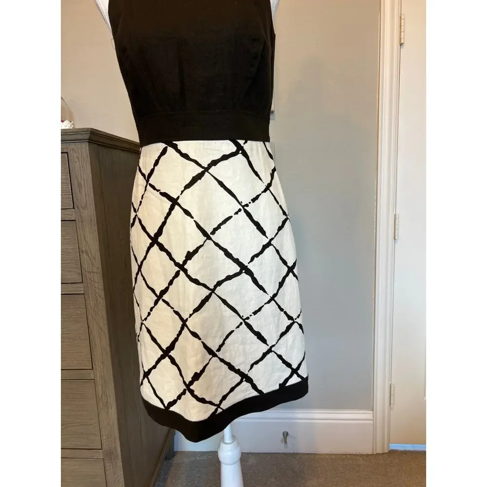 Ann Taylor | Brown Ivory Linen Blend A-Line Dress | 4P - Picture 6 of 14